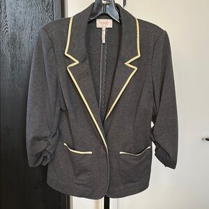 Laundry by Shelli Segal Women's Charcoal Knit Blazer with Yellow Trim